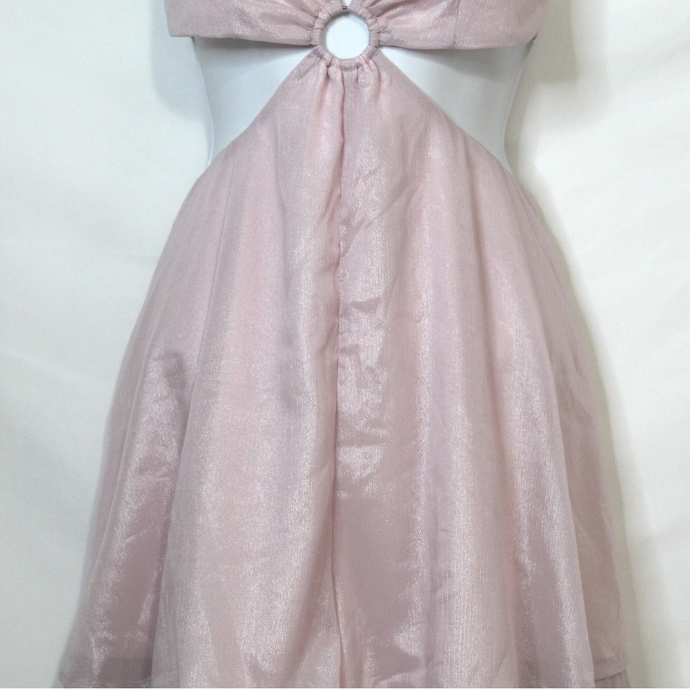 Lucy in the Sky women's pink chiffon cutout romper size M flowy mini summer - Picture 5 of 11